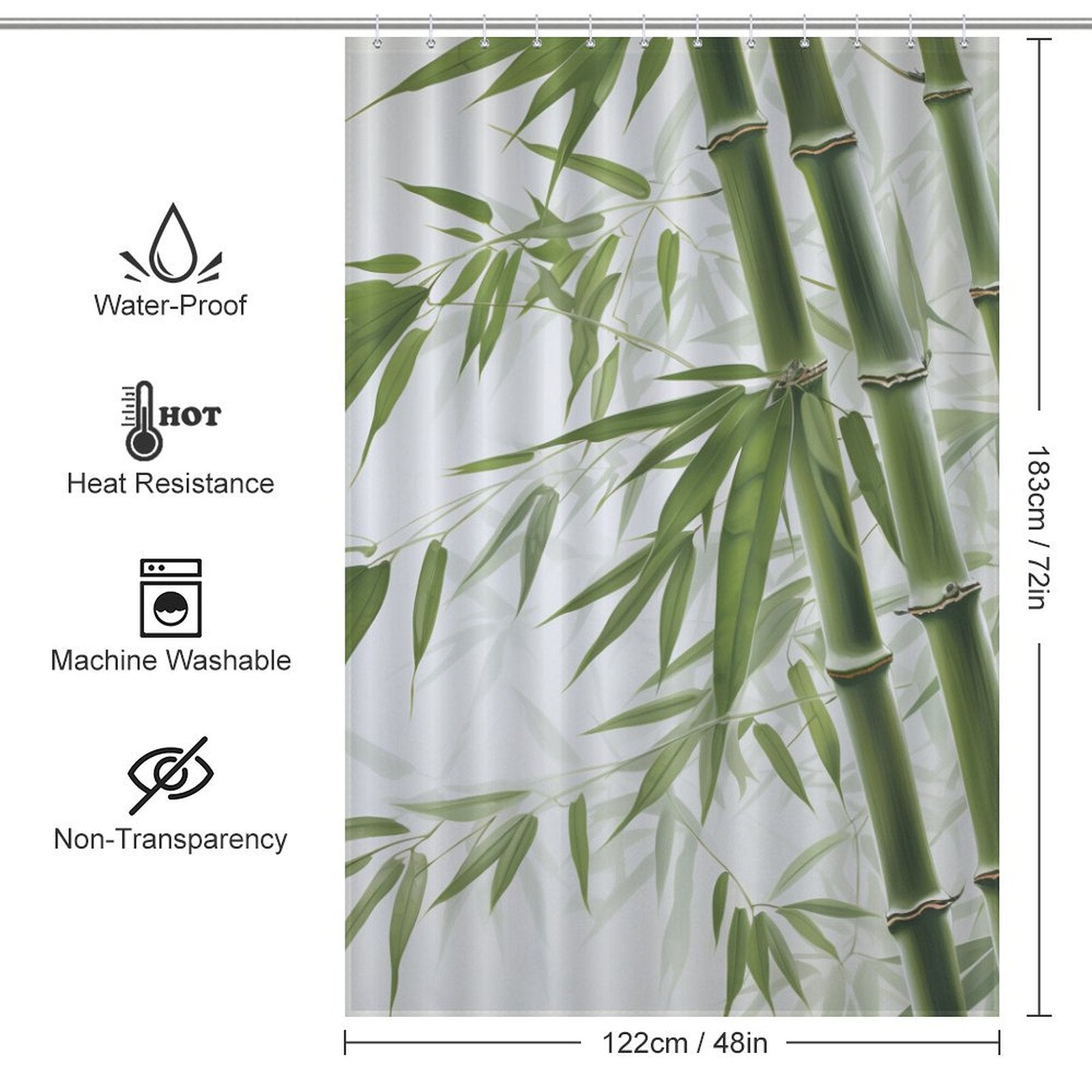 Aesthetic Bamboo Shower Curtain