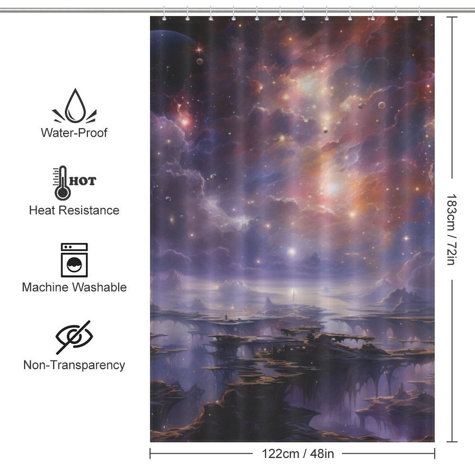 Alien Worlds Space Shower Curtain