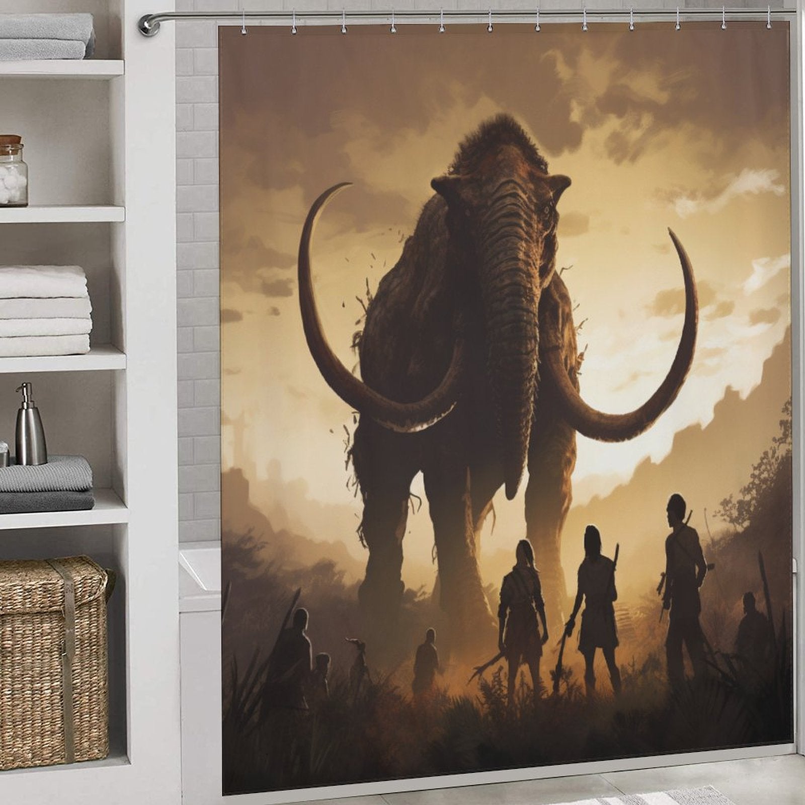 Ancient Giants Mammoth Elephant Shower Curtain 