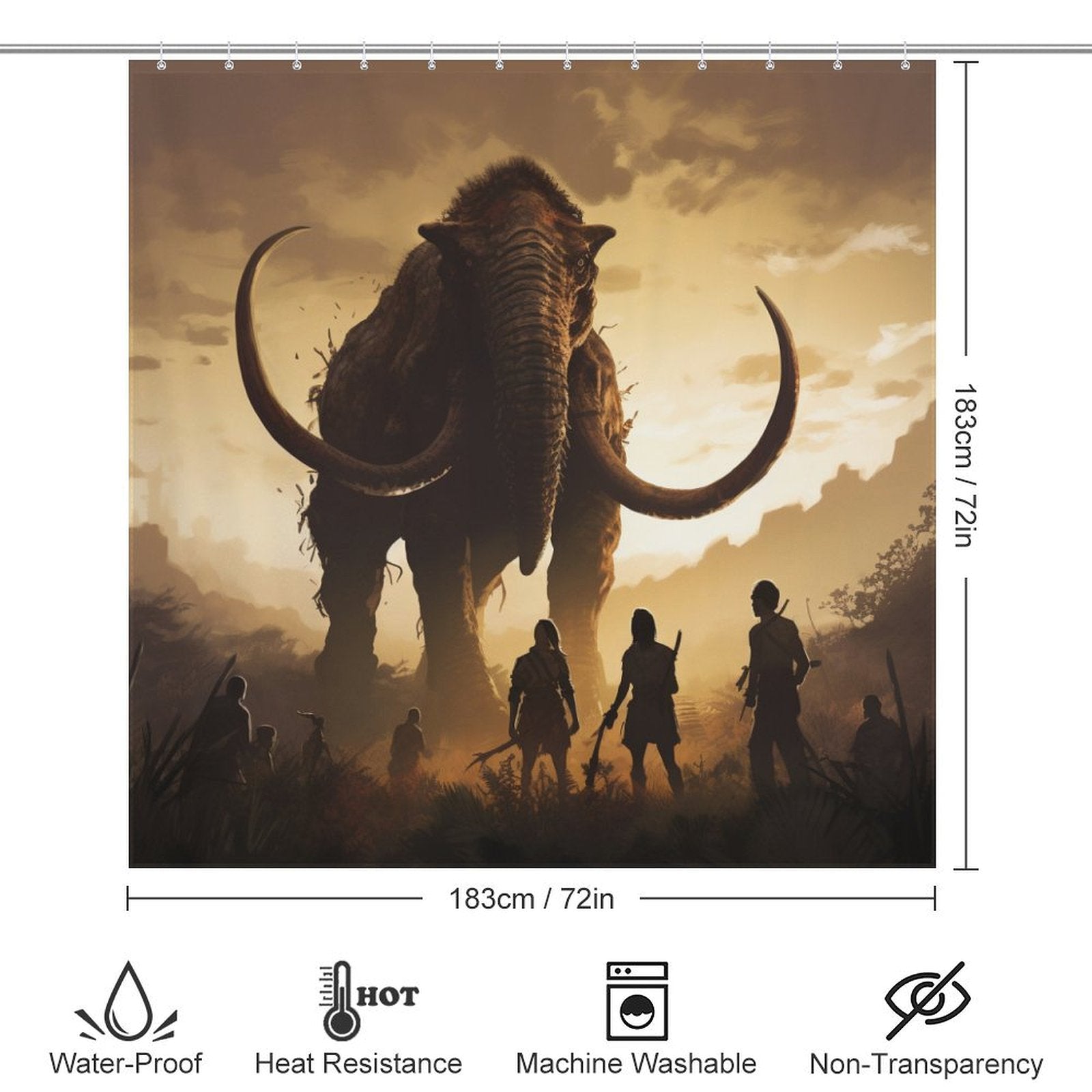 Ancient Giants Mammoth Elephant Shower Curtain 