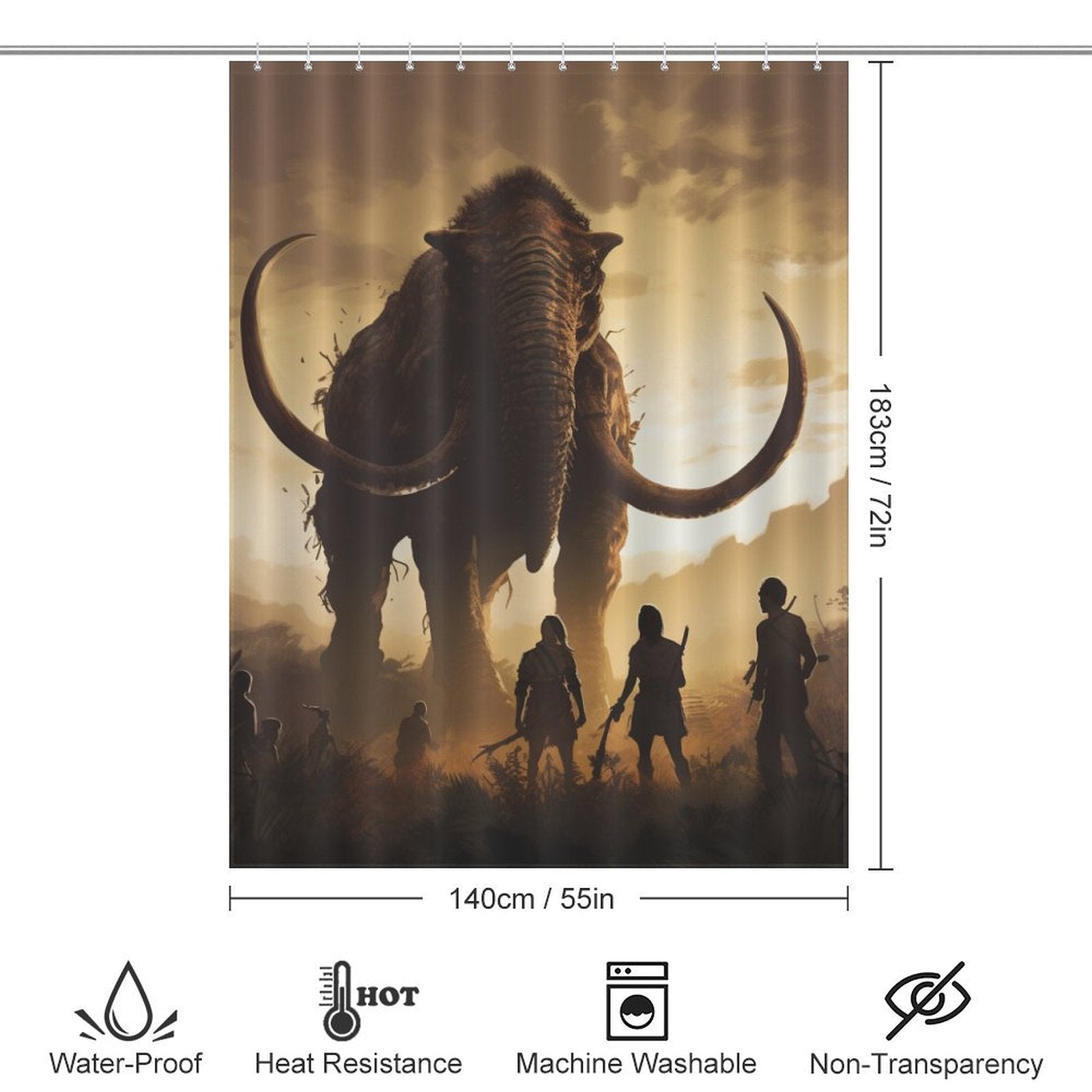 Ancient Giants Mammoth Elephant Shower Curtain 