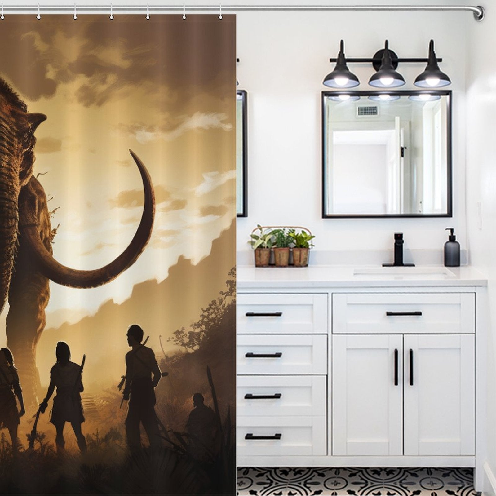 Ancient Giants Mammoth Elephant Shower Curtain 