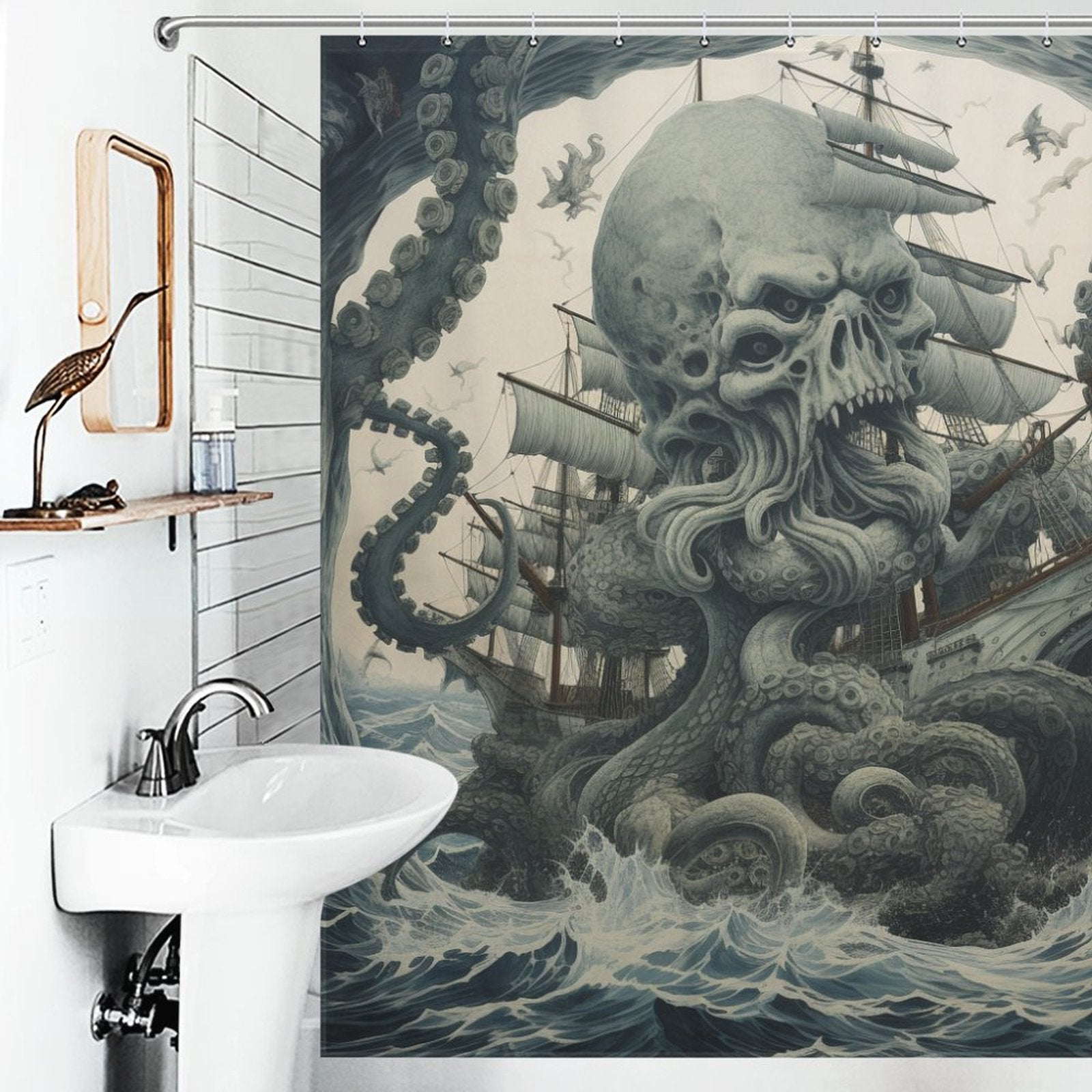 Ancient Monster Kraken Shower Curtain