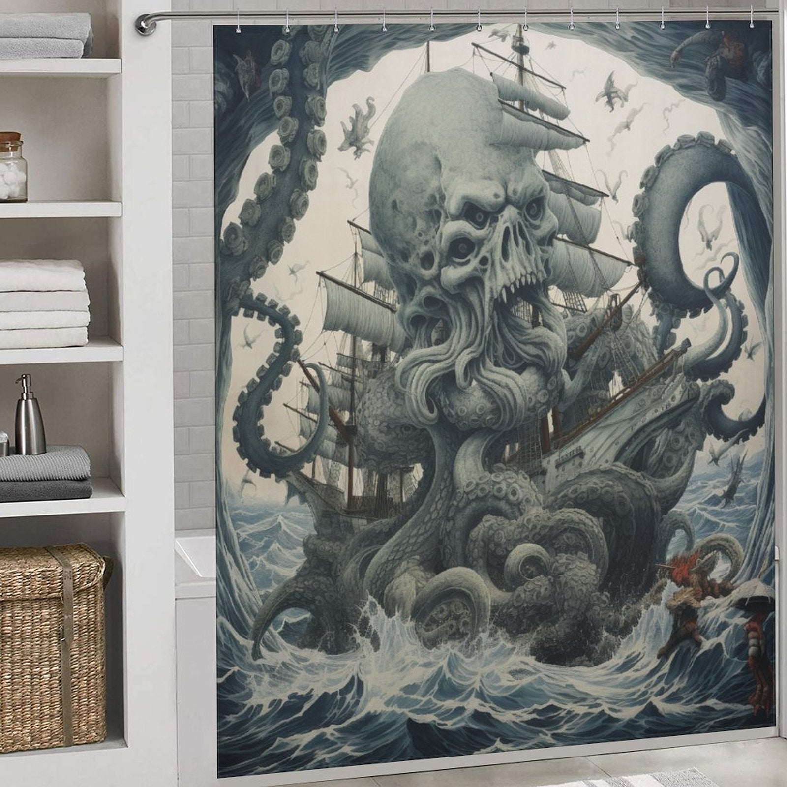 Ancient Monster Kraken Shower Curtain