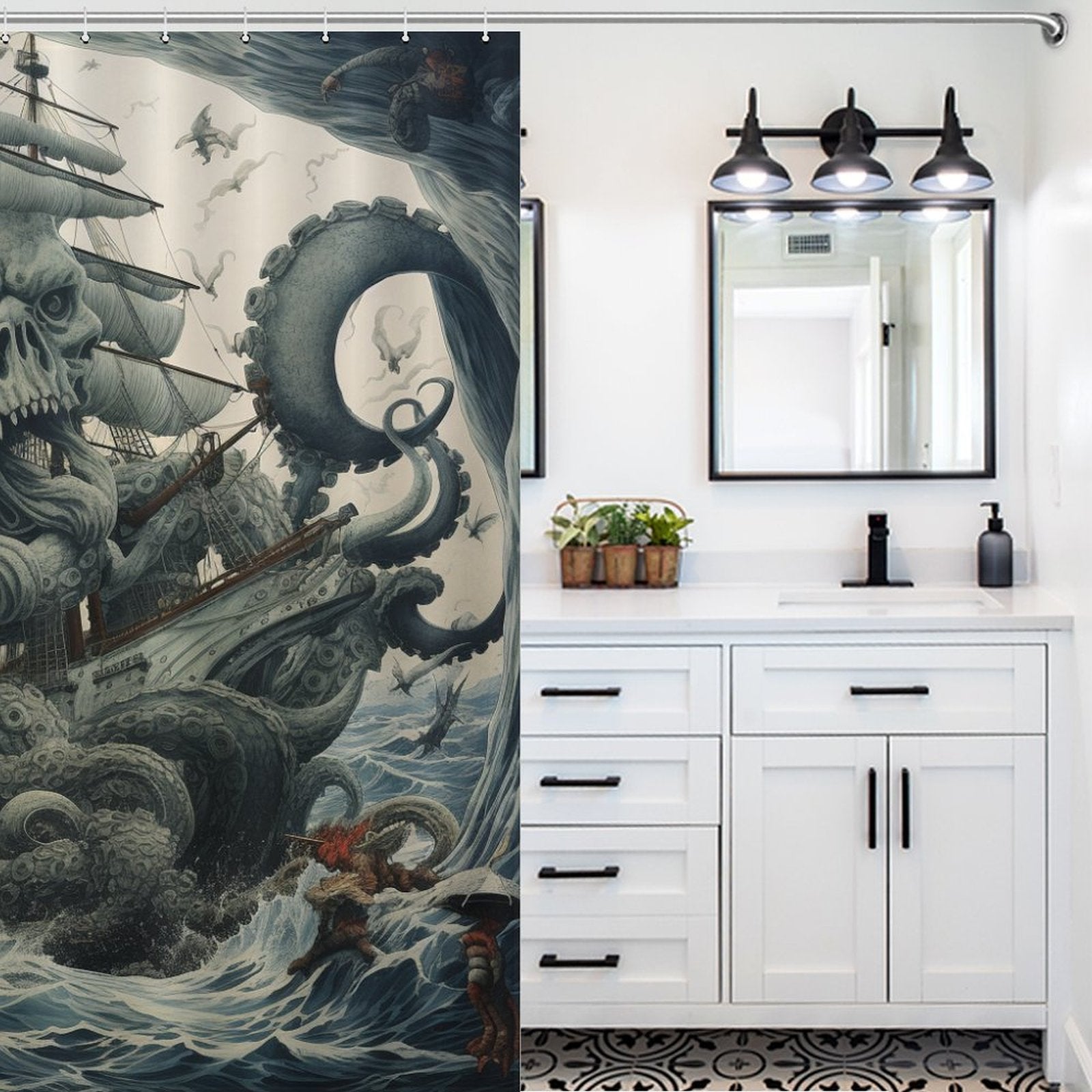 Ancient Monster Kraken Shower Curtain