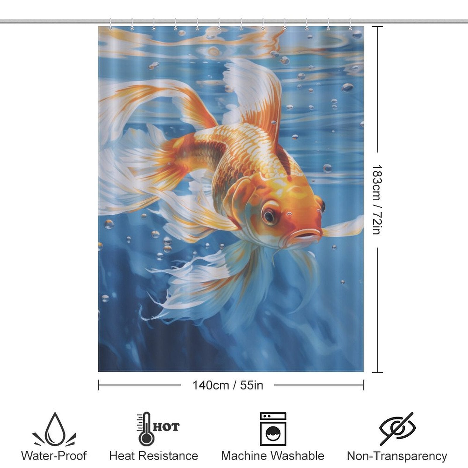 Animated goldfish shower curtain Fun 