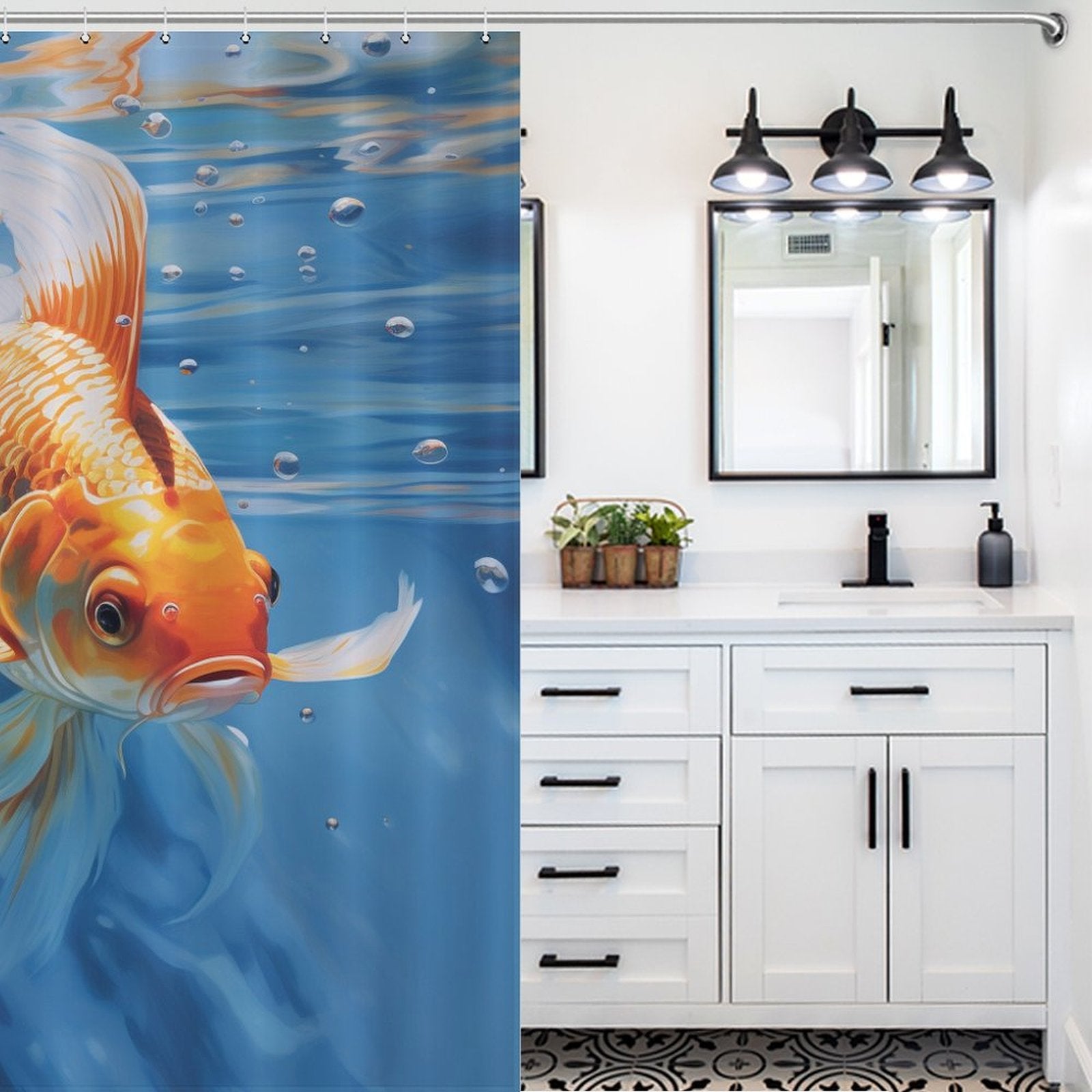 Animated goldfish shower curtain Fun 