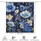 Artistic Blue Floral Shower Curtain