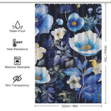 Artistic Blue Floral Shower Curtain