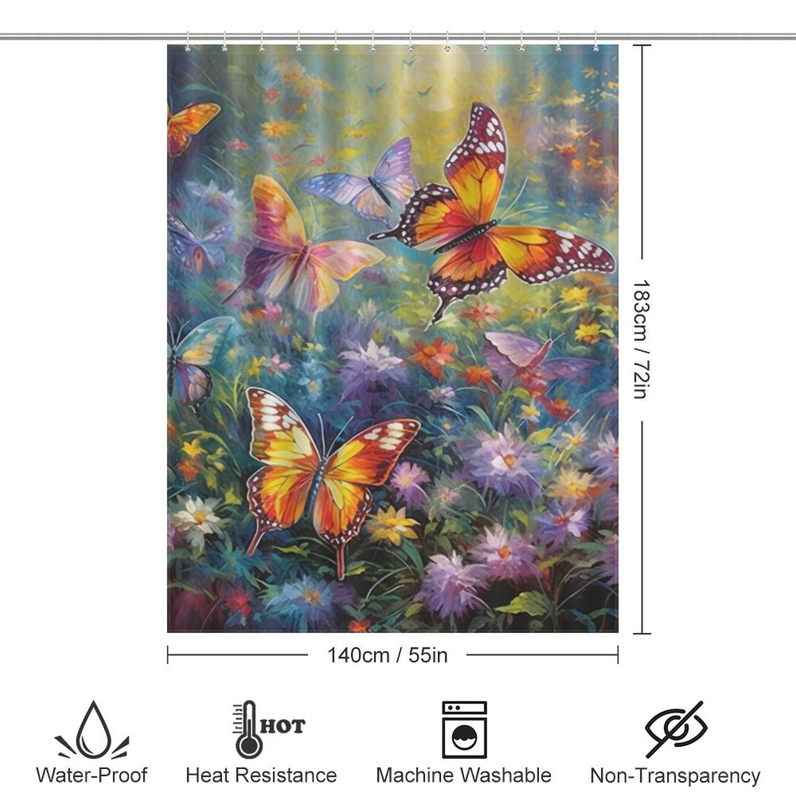 Artistic Butterfly Symphony Shower Curtain