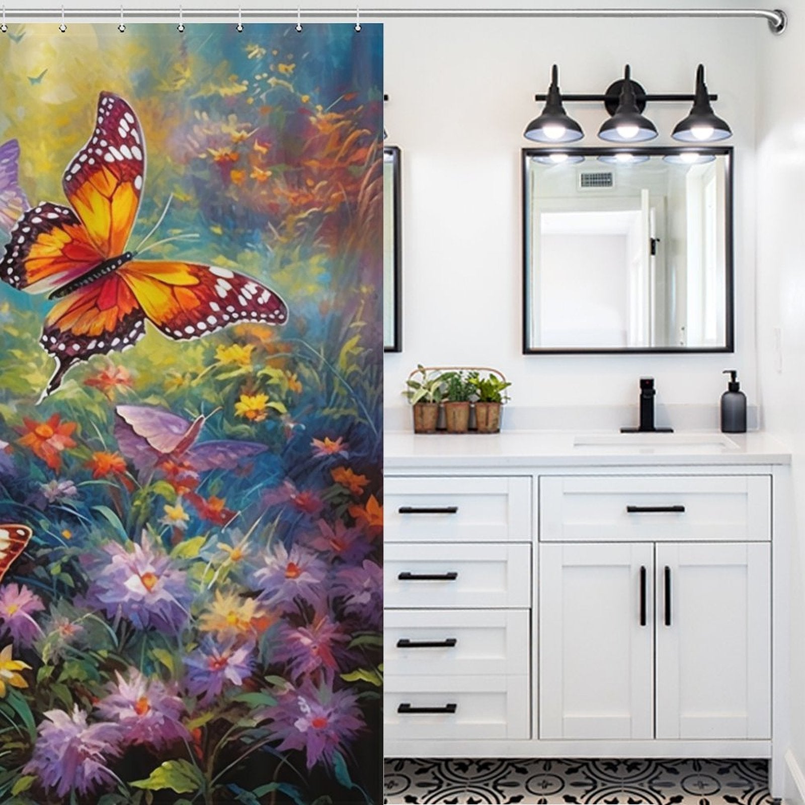 Artistic Butterfly Symphony Shower Curtain