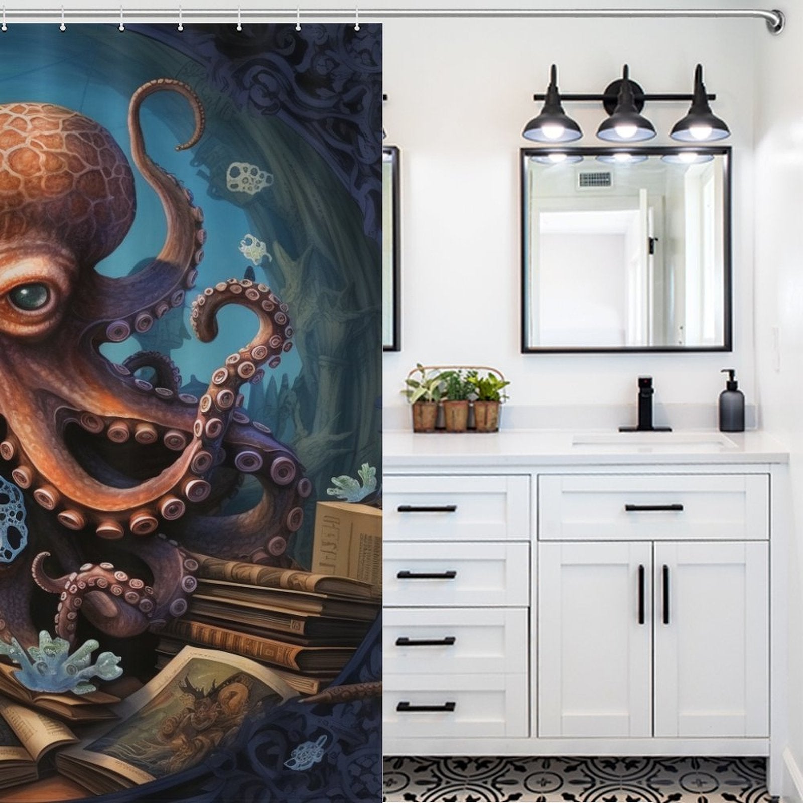 Artistic Marine Octopus Shower Curtain