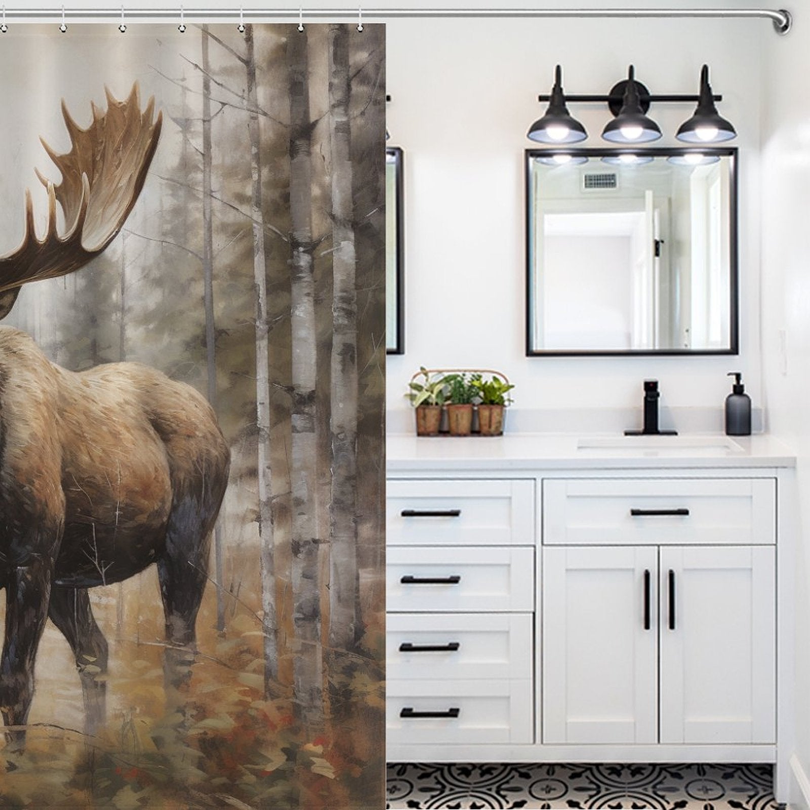 Artistic Moose Shower Curtain