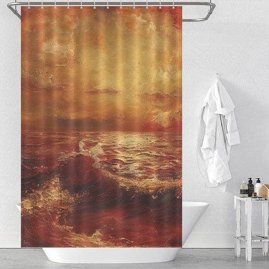 Artistic Red and Gold Shower Curtain