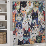Artistic Watercolor Cat Shower Curtain