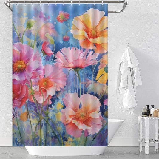 Artistic and Refreshing Watercolor Floral Shower Curtain