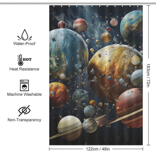 Astronomical Escape Planet Shower Curtain