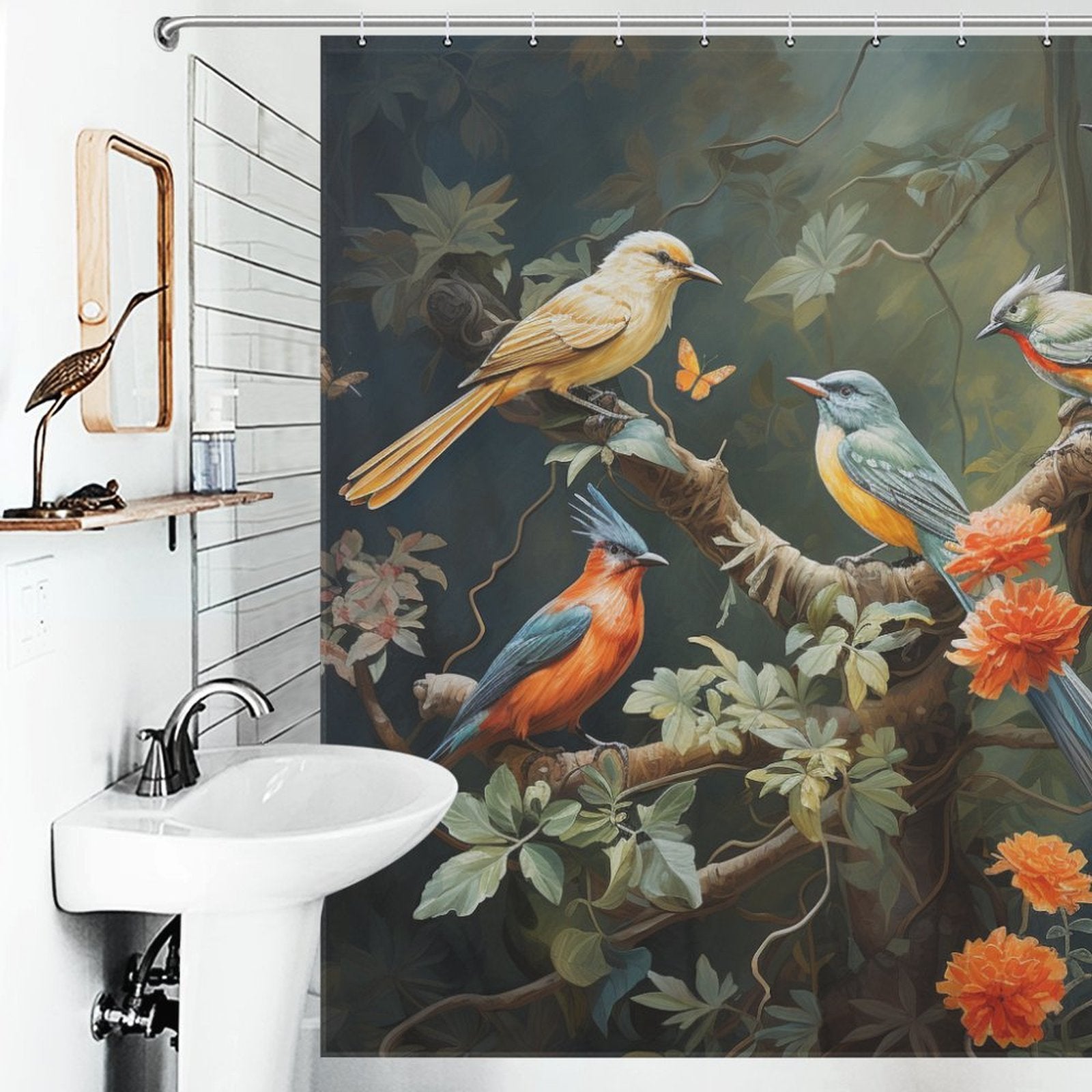 Avian Elegance Bird Shower Curtain