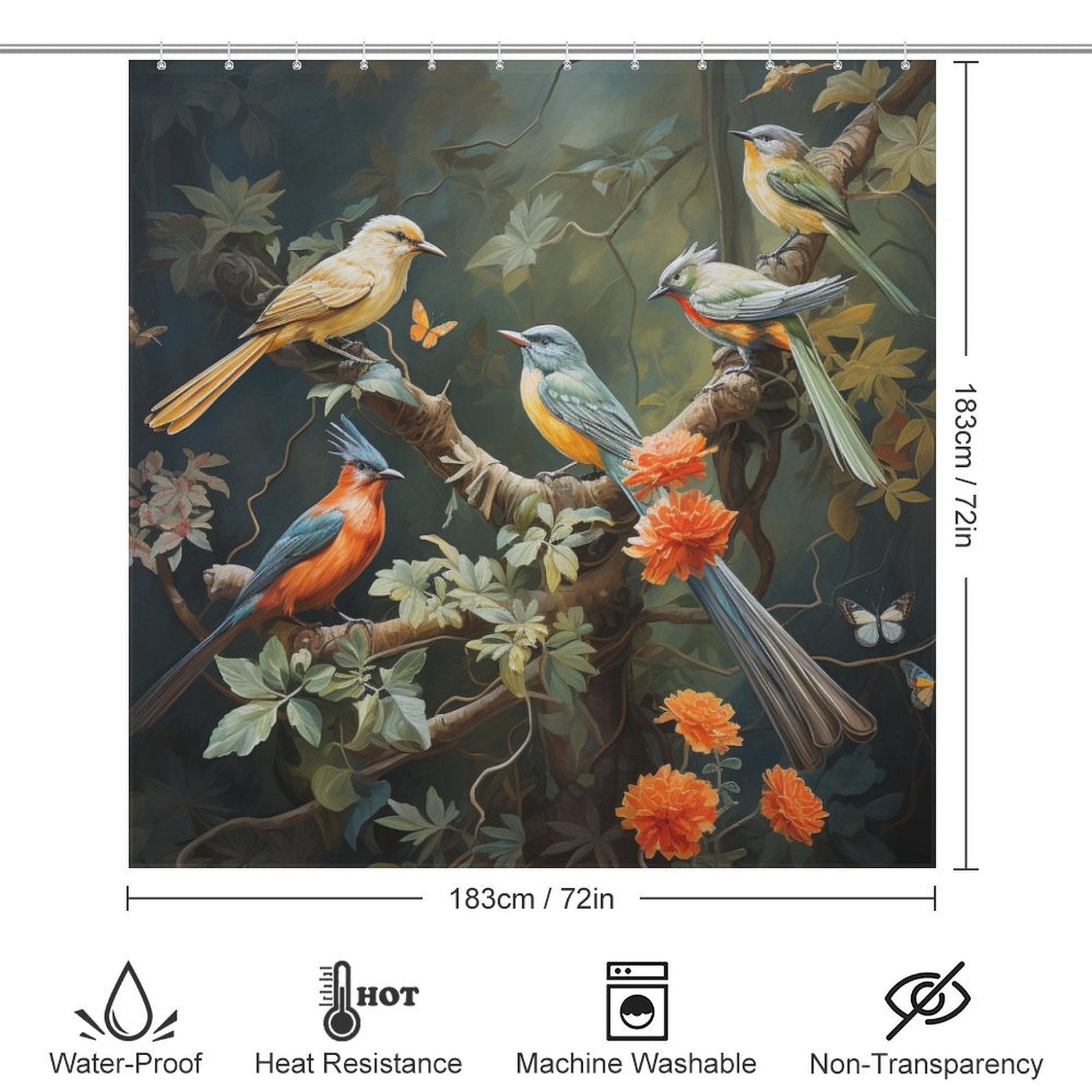 Avian Elegance Bird Shower Curtain