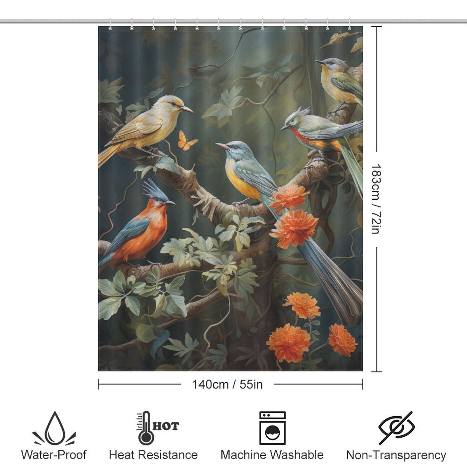 Avian Elegance Bird Shower Curtain