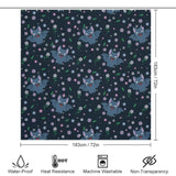 A waterproof Baby Bat Shower Curtain-Cottoncat with a pattern of baby bats and flowers, perfectly combining gothic aesthetics by Cotton Cat.