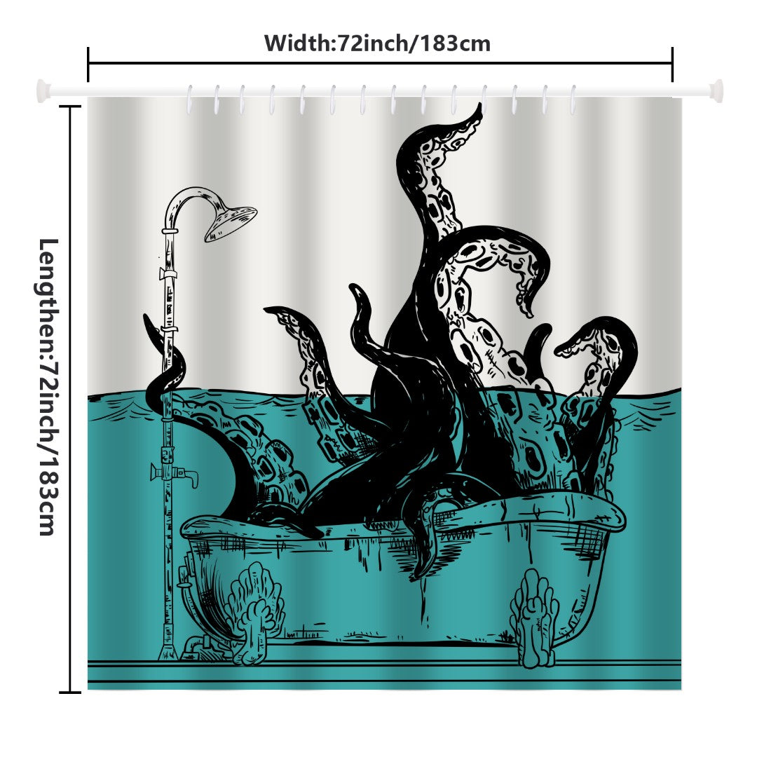 Beach Funny Octopus in The Bathtub Shower Curtain