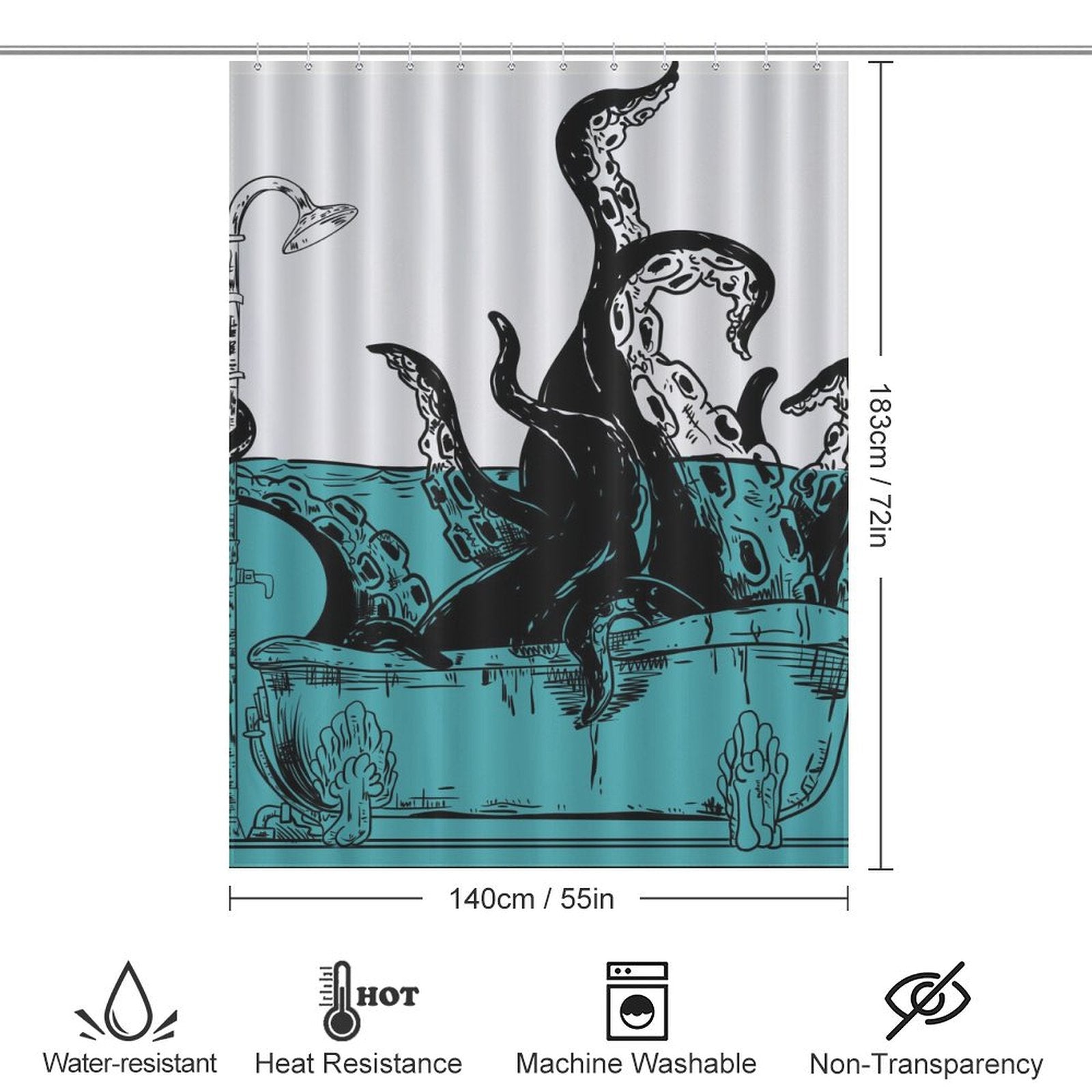 Beach Funny Octopus in The Bathtub Shower Curtain