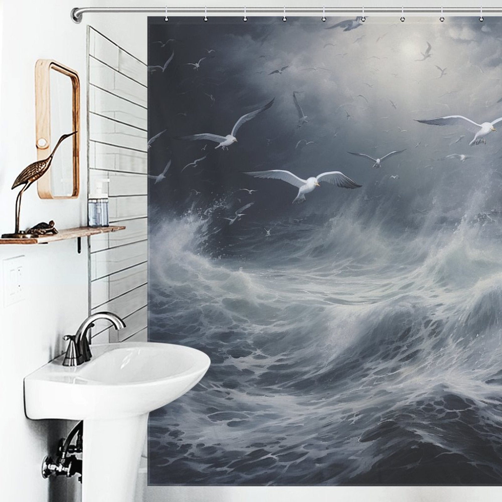 Beach Shower Curtain Ocean Surf