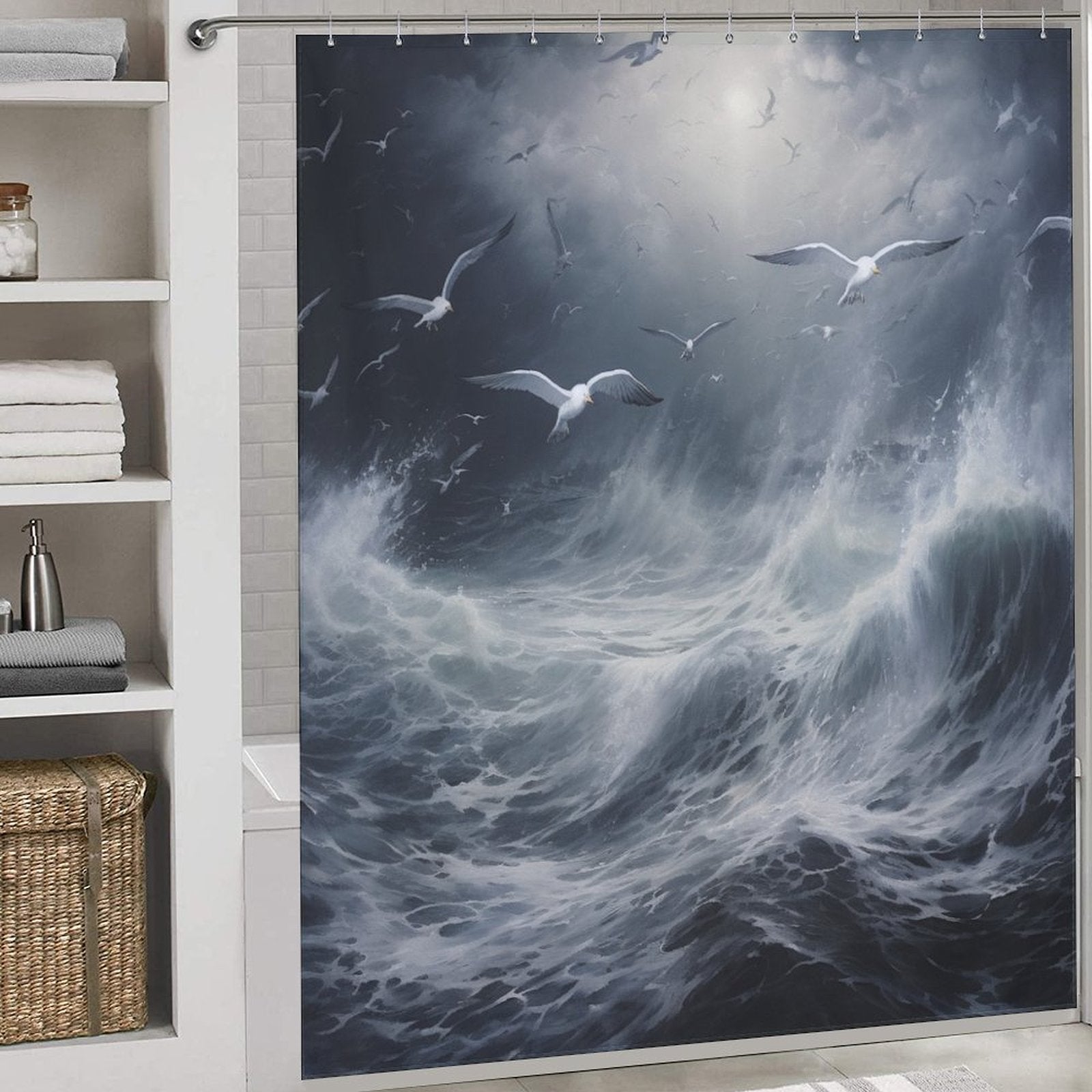 Beach Shower Curtain Ocean Surf