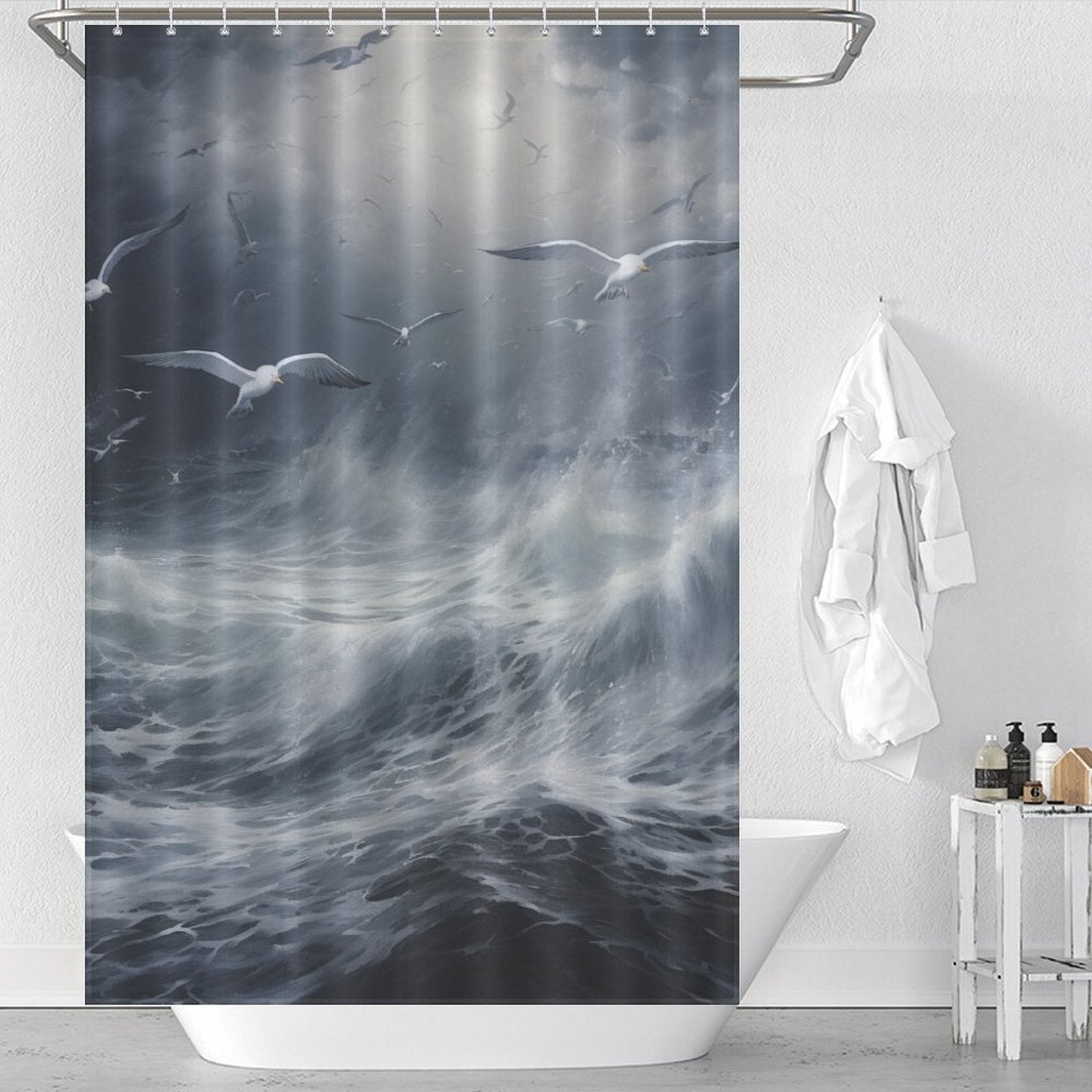 Beach Shower Curtain Ocean Surf