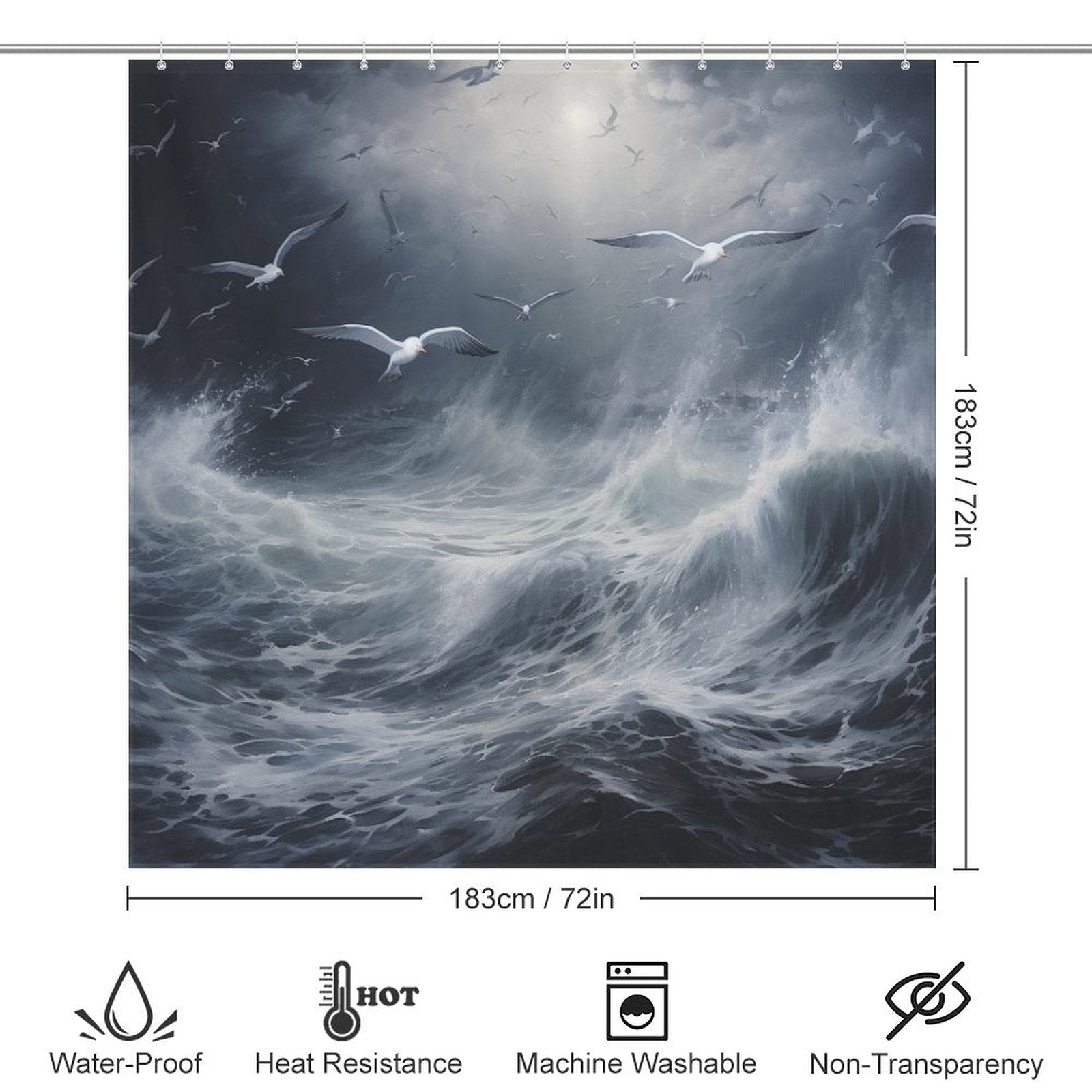 Beach Shower Curtain Ocean Surf