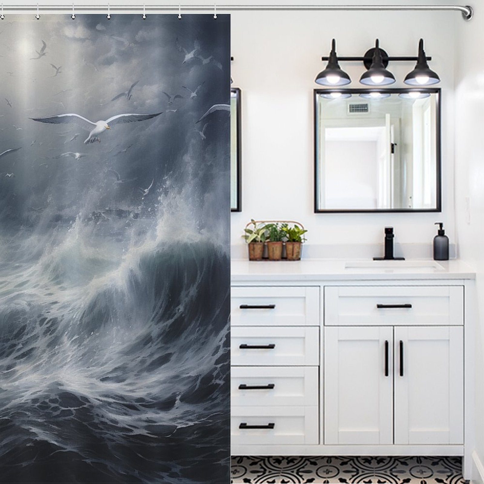 Beach Shower Curtain Ocean Surf