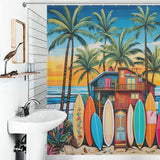 Beach Shower Curtain Seaside Huts