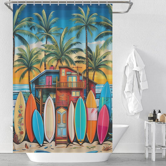 Beach Shower Curtain Seaside Huts