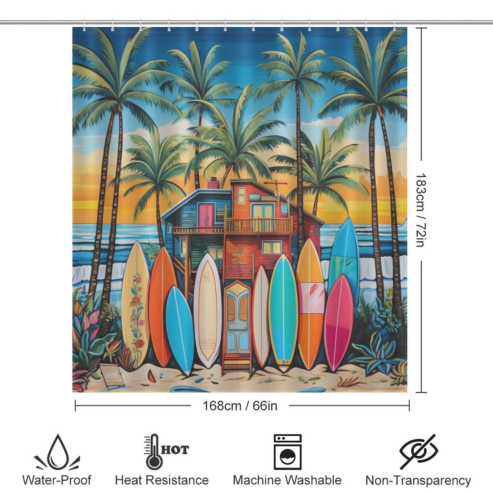 Beach Shower Curtain Seaside Huts