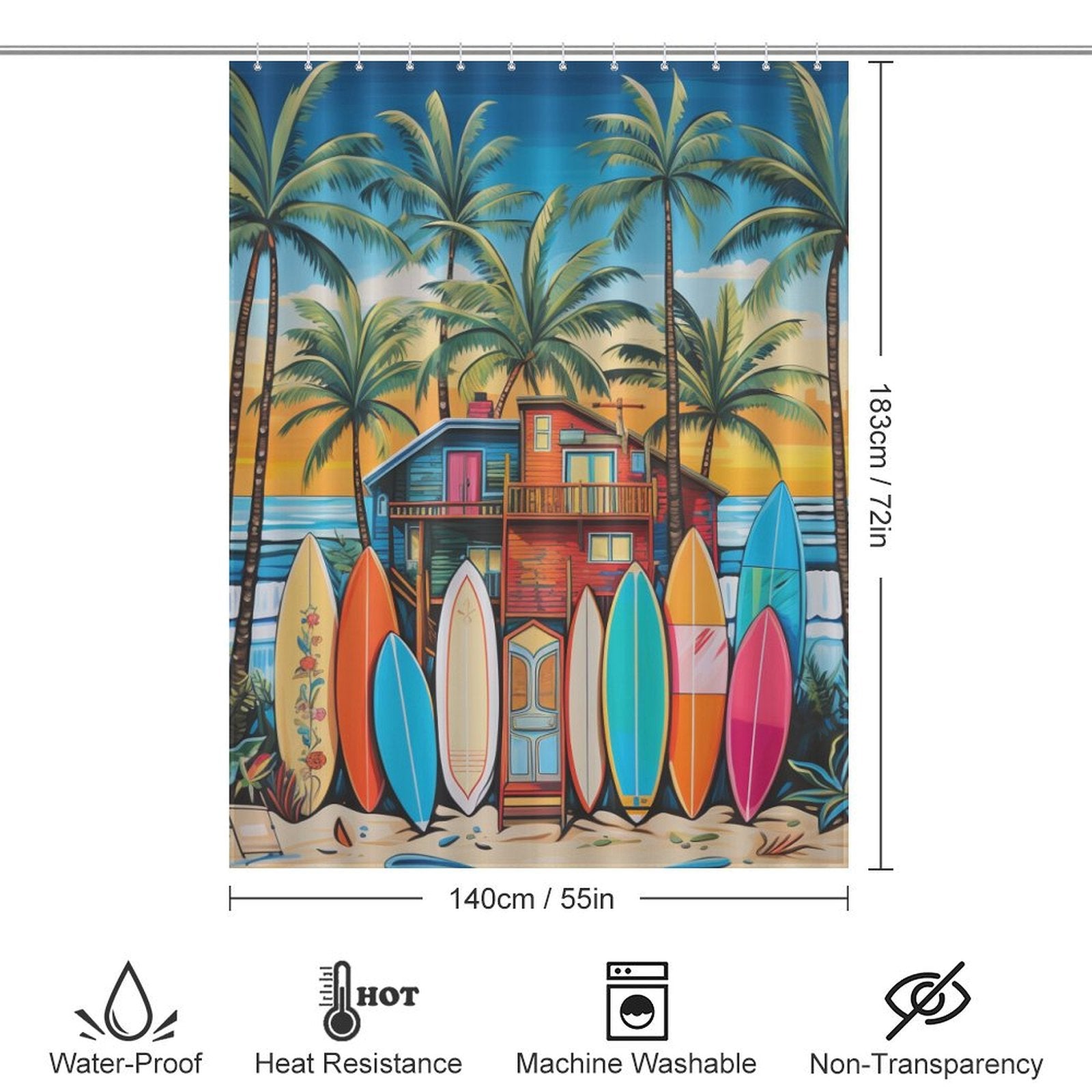 Beach Shower Curtain Seaside Huts