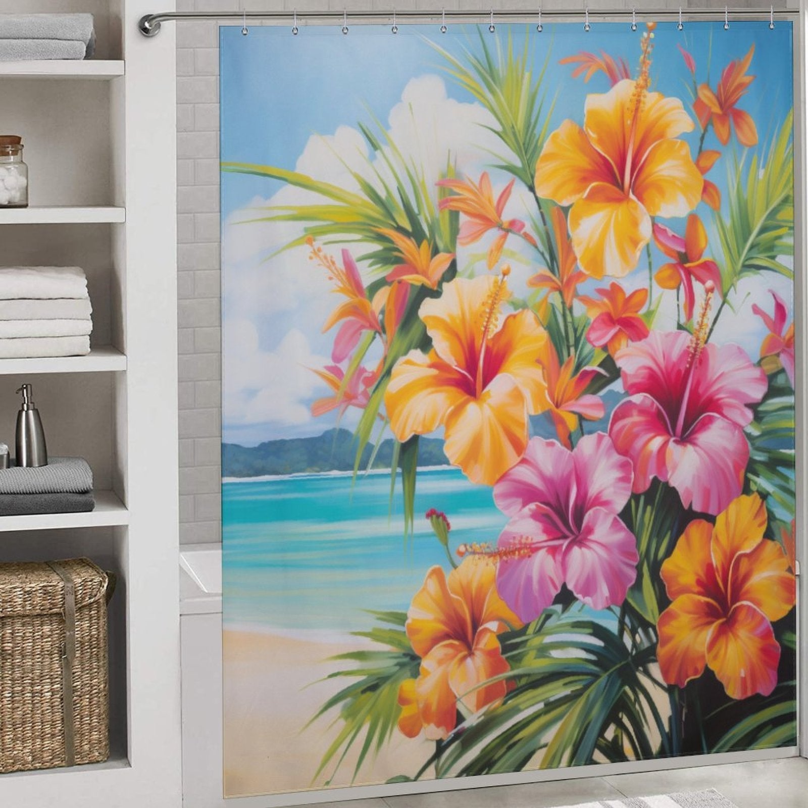 Beachfront Tropical Shower Curtain