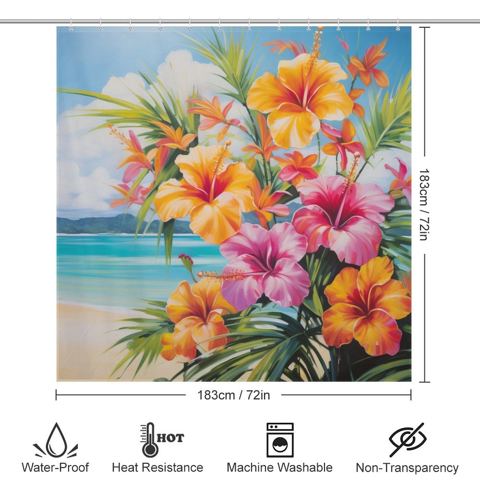 Beachfront Tropical Shower Curtain