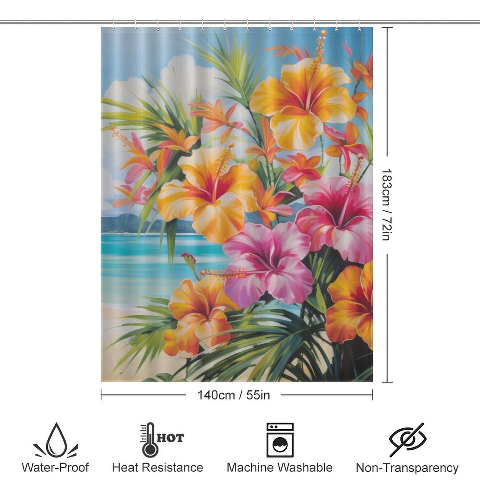 Beachfront Tropical Shower Curtain