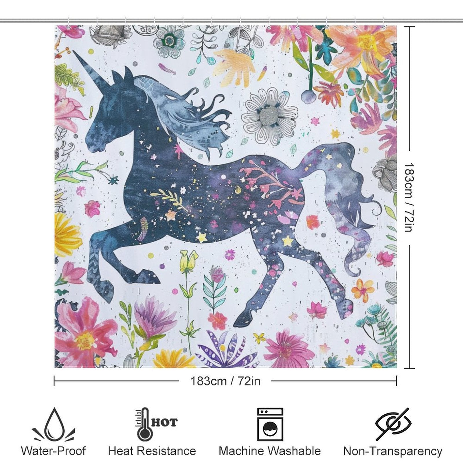 Beautiful Unicorn Boho Shower curtain