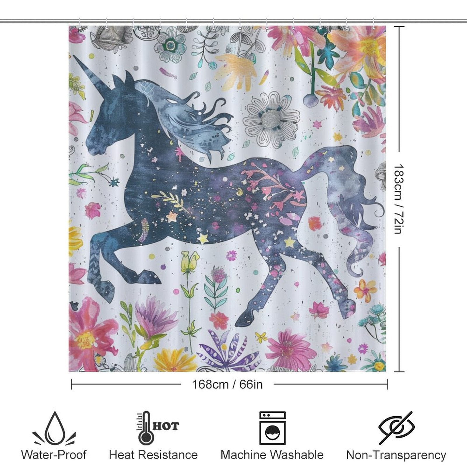 Beautiful Unicorn Boho Shower curtain