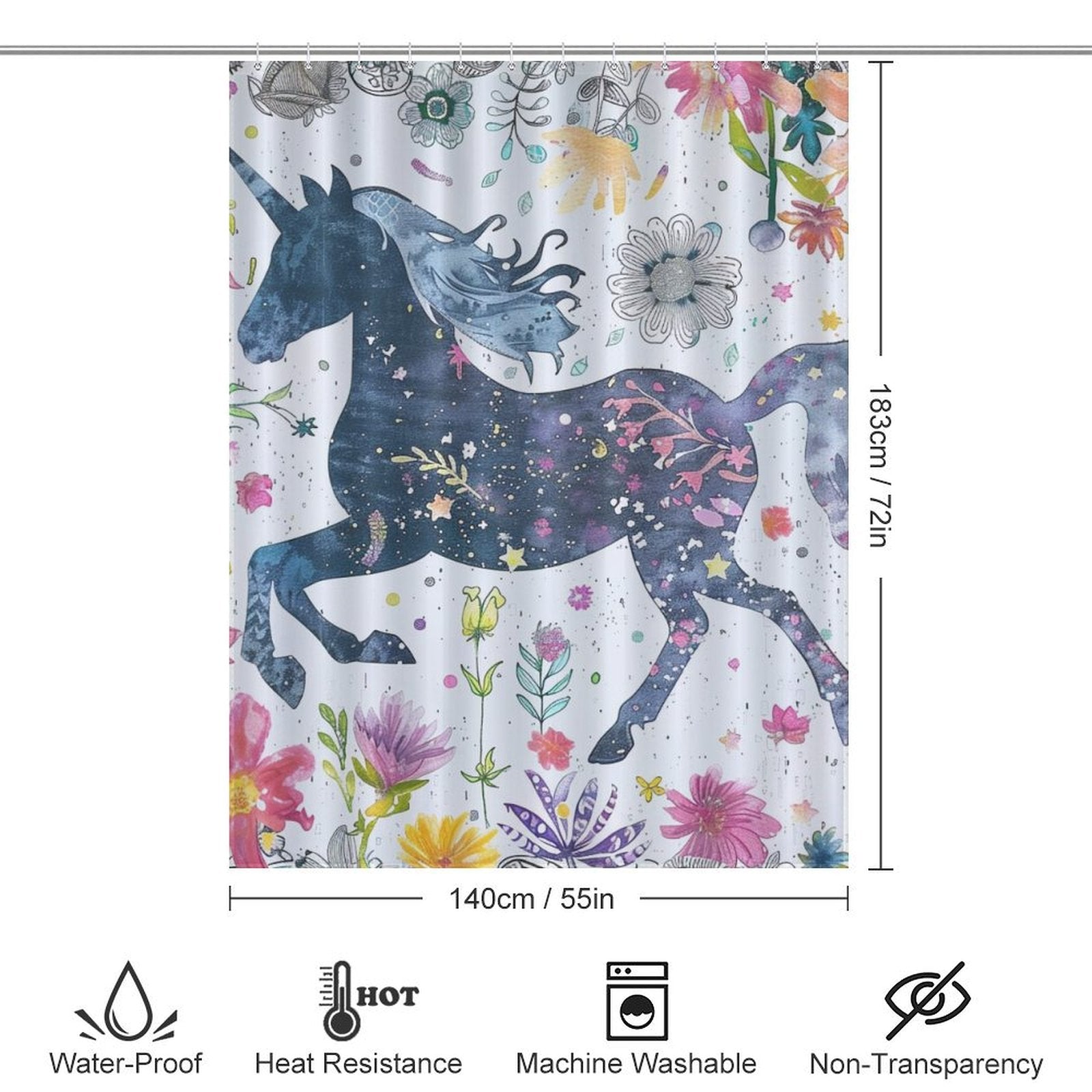 Beautiful Unicorn Boho Shower curtain