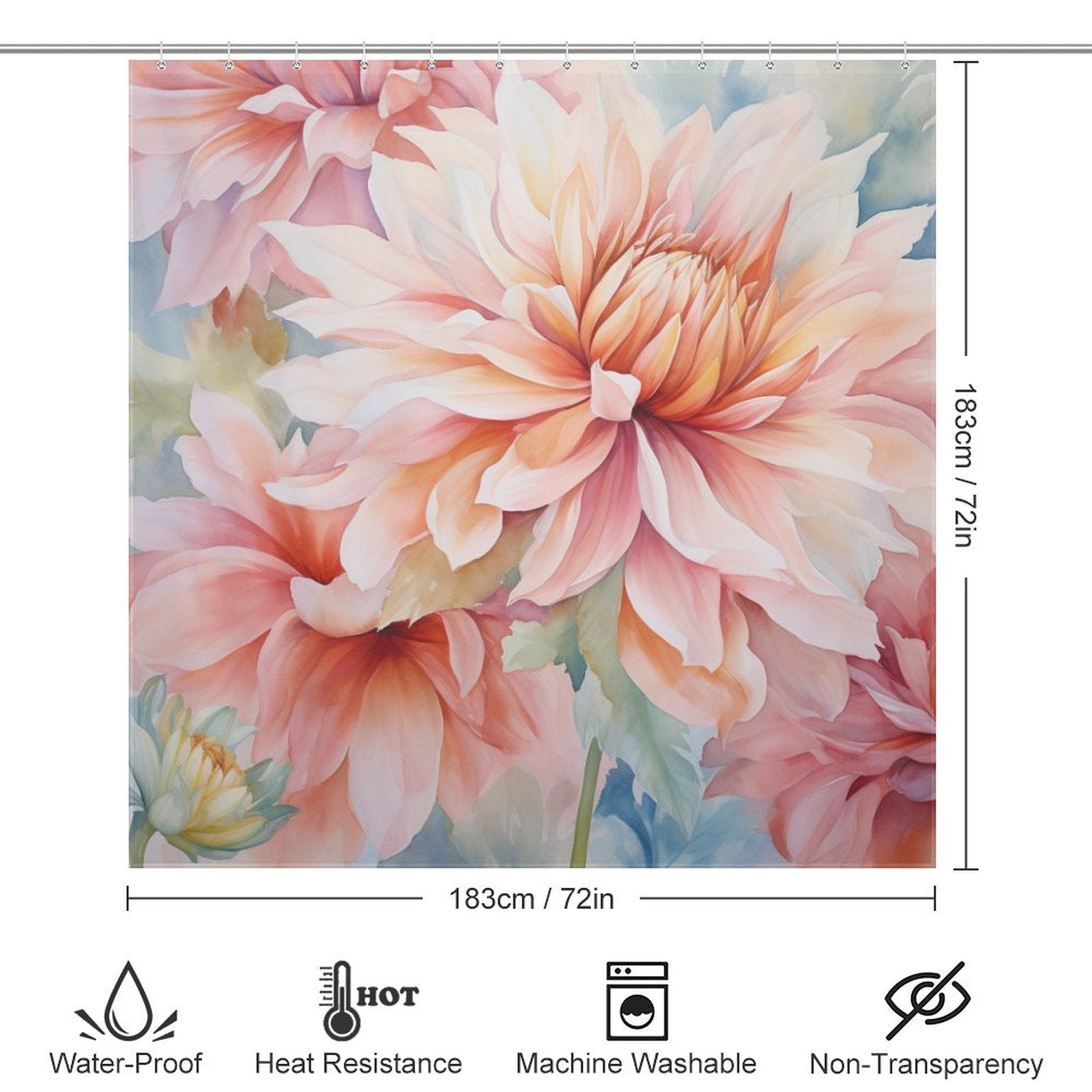 Beautiful and Stylish Watercolor Floral Shower Curtain