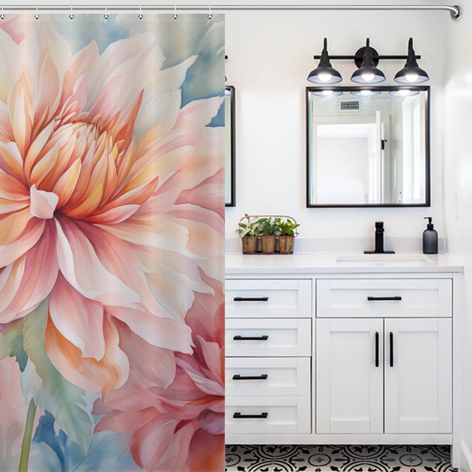 Beautiful and Stylish Watercolor Floral Shower Curtain