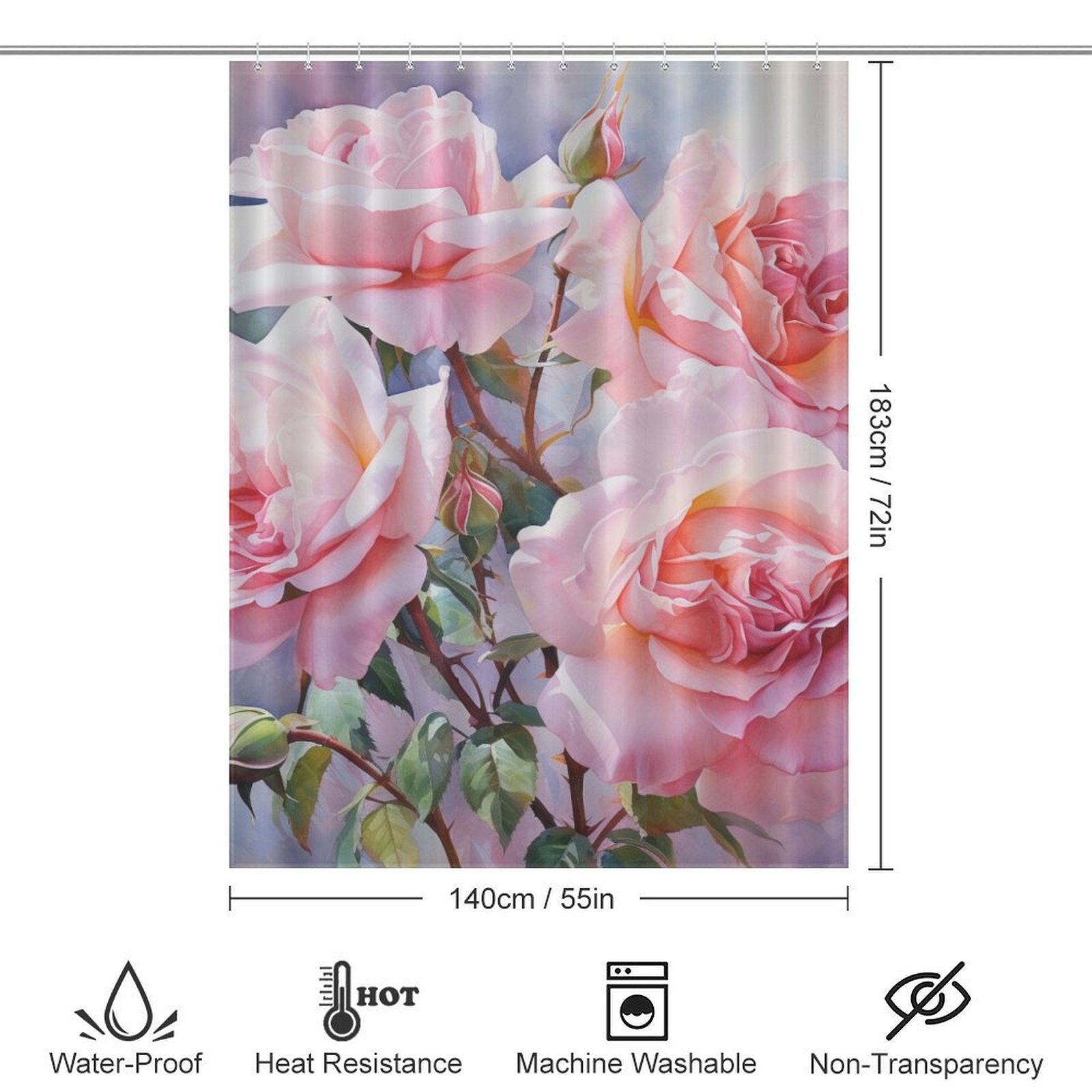 Beauty Pink Rose Shower Curtain