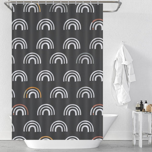 Black and White Rainbow Boho Shower Curtain