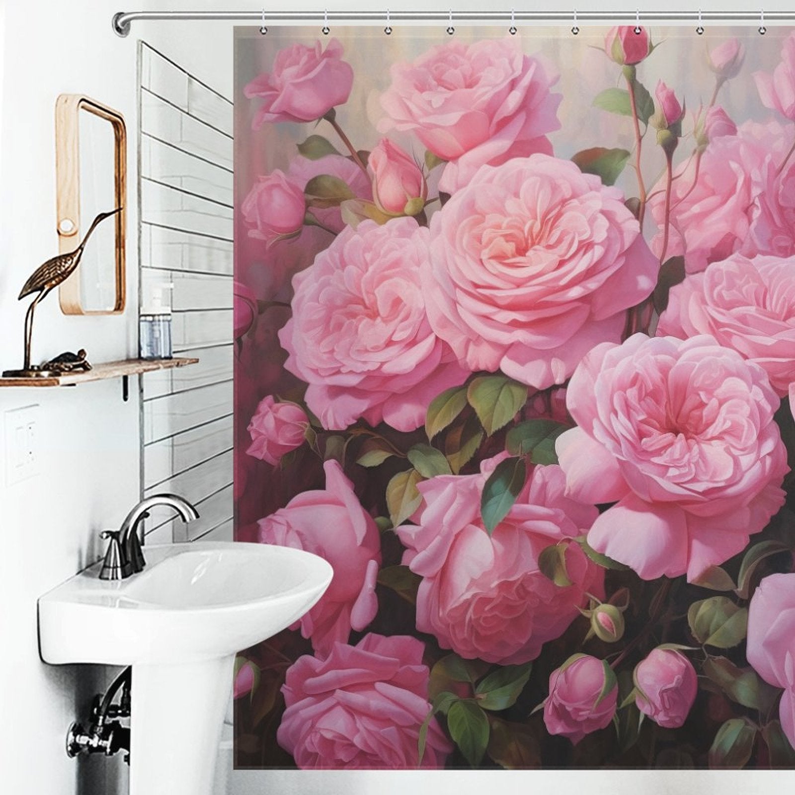 Bliss Pink Rose Shower Curtain