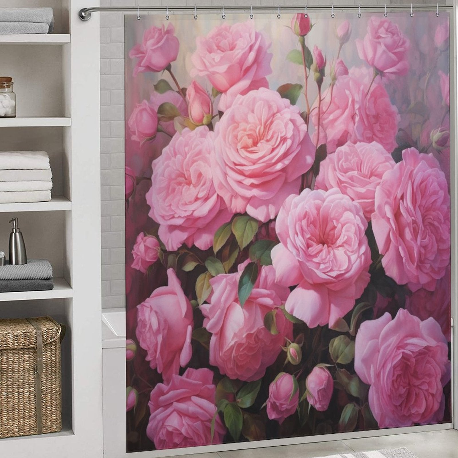 Bliss Pink Rose Shower Curtain