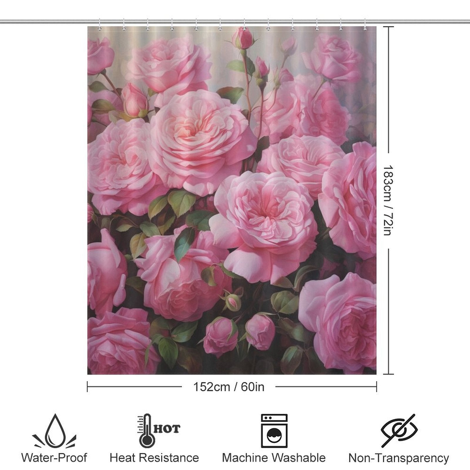 Bliss Pink Rose Shower Curtain