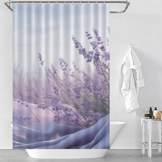 Blissful Haze Periwinkle Shower Curtain